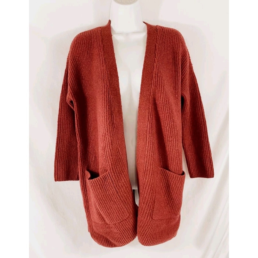 Goodthreads Women's Oversized Boucle Cardigan Sweater Sz S Rust Heather